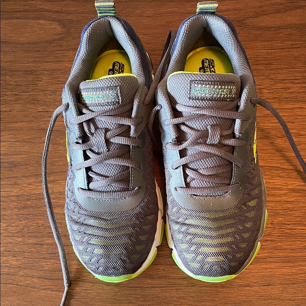 Boys Skechers Sneakers in Gray and Neon Green
